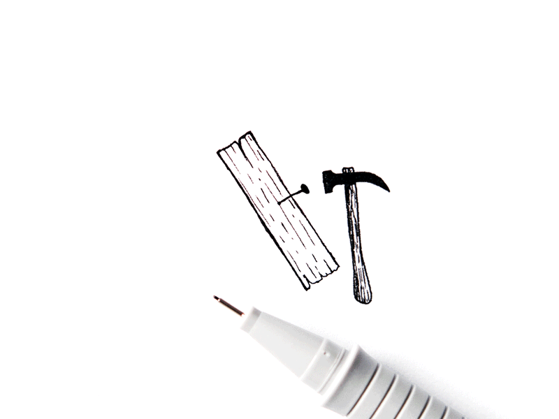 Hammer animation drawing gif hammer illustration minimal nail sketch wood