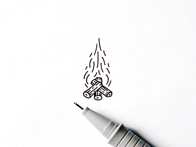Fire drawing fire illustration ink log minimal sketch wood