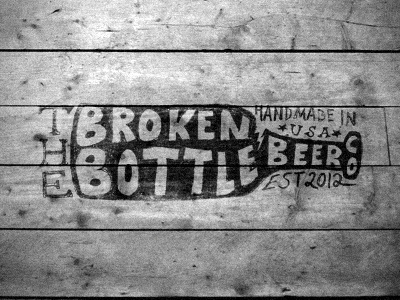 The Broken Bottle Beer Co beer black and white bottle branding hand lettering handmade lettering logo simple sketch texture typography