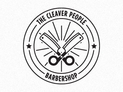 Cleaver people badge barbershop black black and white cleaver illustrator logo logotype round scissors simple stars white
