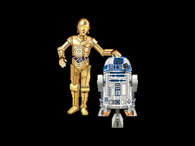 C3PO + R2-D2 8 bit 8bit c3po droid illustration pixel r2d2 star wars