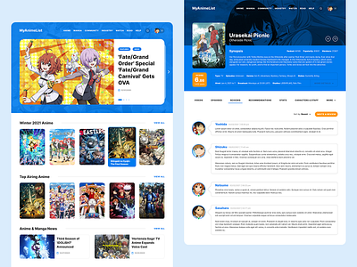 MyAnimeList - Website Redesign anime design minimal ui ux web website