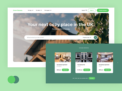 Green Odyssey - Real state website apartment buy design flat house minimal real state rent ui ux website