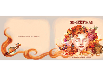 Cover layout for 'Gingersthan' children design digital paint illustration pastel