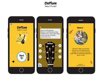 Six-string guitar tuning app ui ux web design