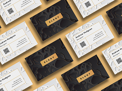 Deluxe Elegy Business Card absract agency black business card clean company corporate creative design name card pattern template white