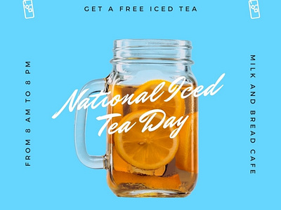 Blue Glass Modern National Iced Tea Day Social Media Graphic