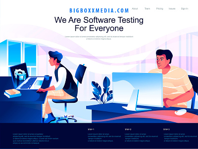 Software Testing for everyone isometric landing page animation illustration illustrator ui vector