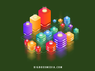 Isometric Server Concept Illustration for hosting