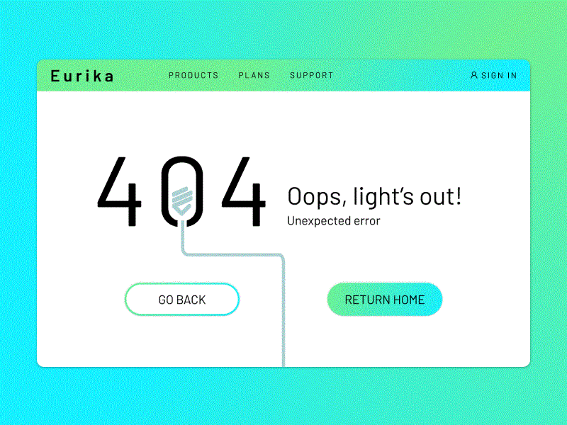 404 Error Page - Electricity Provider Website "Eurika" 404 404 error page dailyui dailyuichallenge design ui vector website