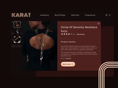 KARAT - E-Commerce Single Item 70s 70sdesign branding dailyui dailyuichallenge design empowering funk retro rich ui website