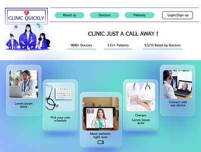 Clinic Quickly - Web app UI app clinic dailyui design doctor figma glassmorphic heathcare medical app ui ui design