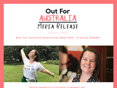 Out For Australia Media Release canva design graphic design volunteering