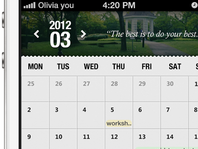 Piclediary Calendar app application application design calendar custom ios iphone mobile app olivia