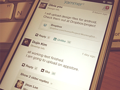 Yammer Re-design activity feed app application feed ios mobile rd redesign yammer