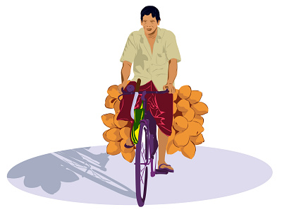 Selling coconut illustration