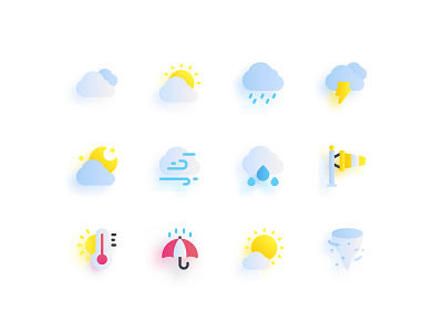 Weather Icon Set app icon app icon design buttons climate cloud design flat icon forecast graphic icon icon set ui weather