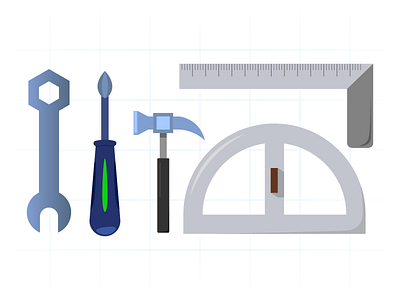 Garage Tool Illustration art equipment garage hammer home illustration modern room ruler screwdriver spanner square tool utensil vector workshop wrench