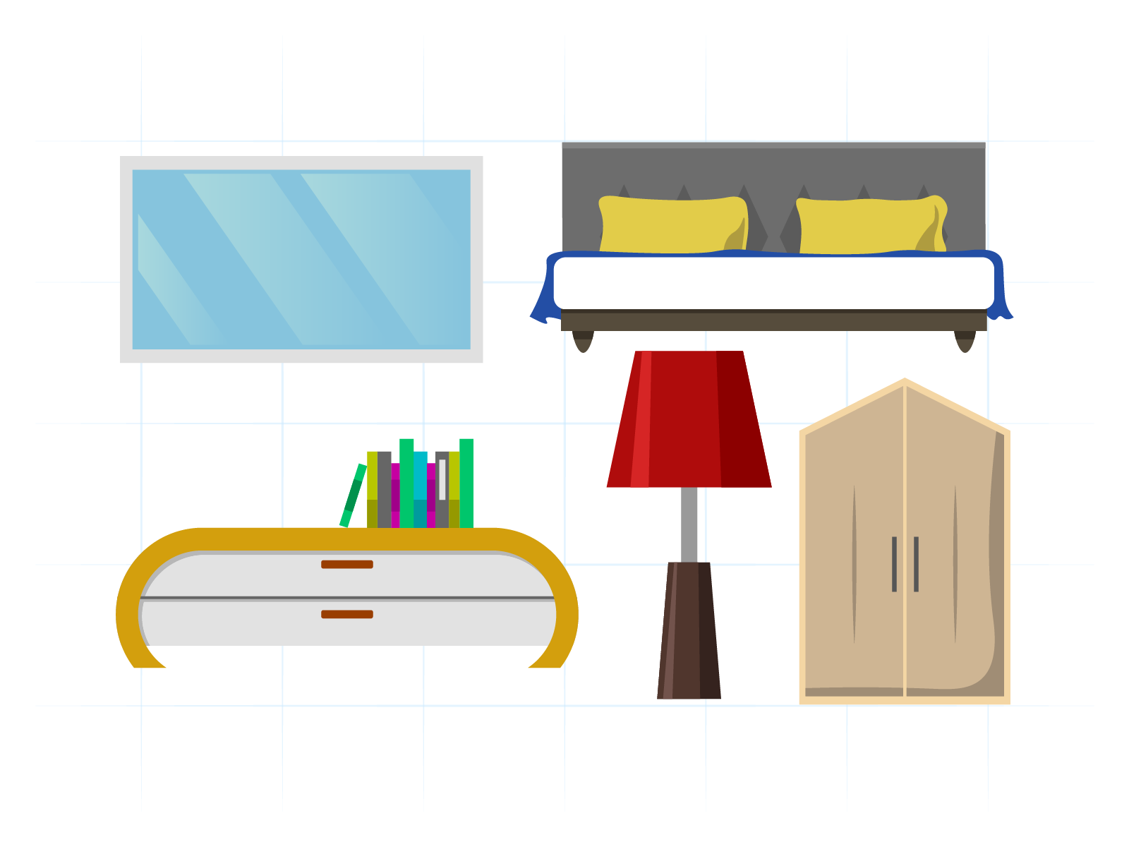 Bedroom Illustration by Geometric Space Studio on Dribbble