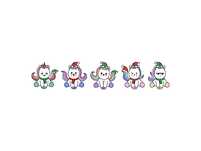 Christmas Unicorn Kawaii Illustration animal art baby beautiful character cheerful christmas colorful cute drawing fairy tale fantasy funny happy illustration kawaii magic merry christmas unicorn vector