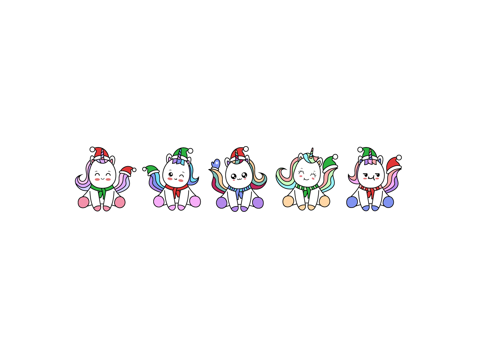 Download Christmas Unicorn Kawaii Illustration By Geometric Space Studio On Dribbble PSD Mockup Templates