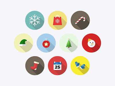 Christmas Flat Icon ball calendar candy celebration christmas december decoration design flat gift holiday icon illustration snow snowman star tree vector winter xmas