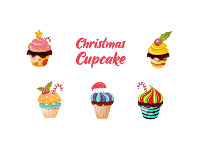 Christmas Cupcake Illustration background bakery cake celebration chocolate christmas cream cupcake cute decoration design dessert food holiday illustration muffin party sweet vector yummy