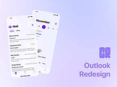 Outlook Redesign for iOS app icon apple design ios microsoft outlook purple sf pro sf symbols ui ux