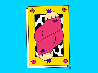 Butt Playing Card butt character colorful cute design digital illustration digitalart fun illustration outline procreate