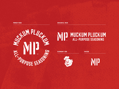 Muckum Pluckum bar b q bbq brand design brand identity branding graphic design logo logo identity logomark package design packaging seasoning stamp texture vintage