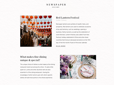 Newspaper Gallary about us design gallery landing page layout minimal photos ui ux