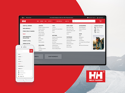 Improving site navigation - fashion eCommerce brand clothes design desktop ecommerce fashion grey hamburguer manu helly hansen menu mobile navigation red responsive shop site navigation ui ux