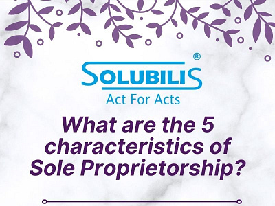 What are the 5 characteristics of Sole Proprietorship company incorporation in chennai company registration in chennai