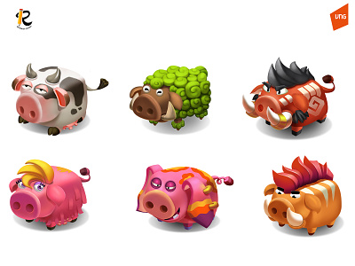 CubeFarm Pig animal character design characterdesign cube cubefarm design art game game art game asset mobilegame pig rendrawstudio