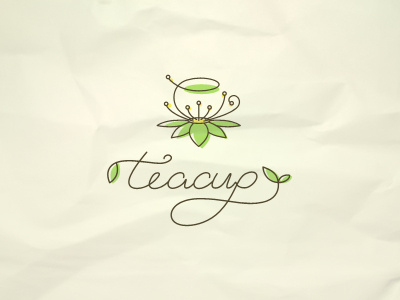 Teacup ancitis design eco flower green leaf logo nature tea teacup yellow