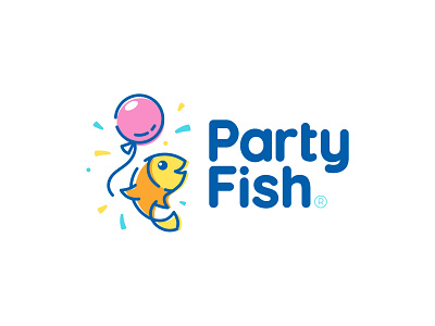 Party Fish amazonjay balloon brand branding design fish happy identity logo party