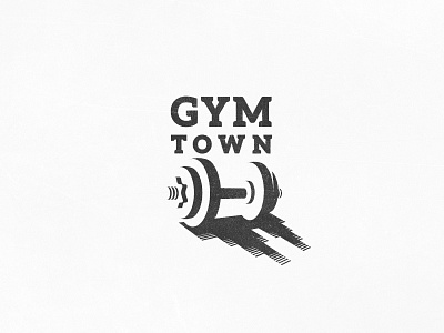 Gym Town buildings city design dumbbell gym logo negative shadow space towers town weights
