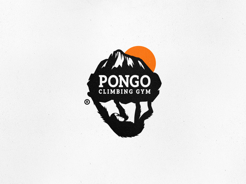 Climbing Gym 4 mountains logo crest mountain rock bouldering climbing orangutan gym