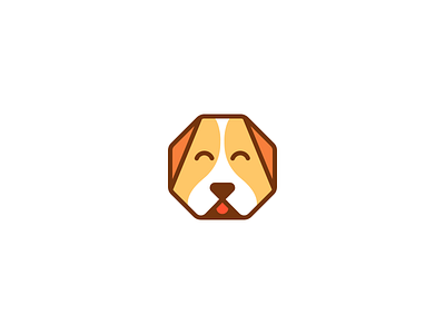 Wooftagon animal dog face happy logo mark octagon puppy woof