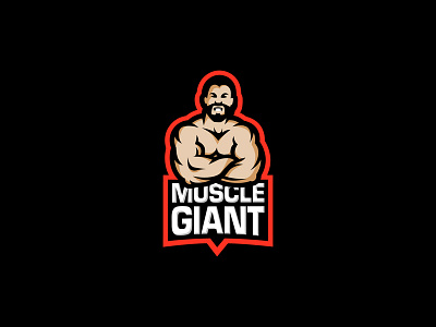 Muscle Giant angry body build design fitness gym logo muscle strength strong weights