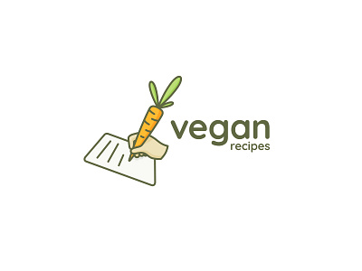 Vegan Recipes ancitis book carrot design green logo recipe vegan writing