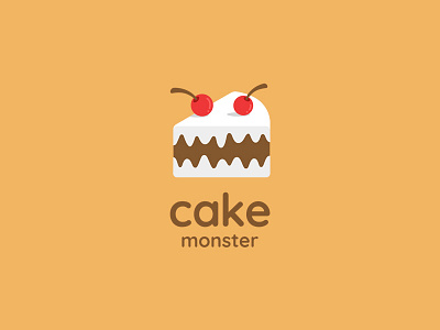 Cake Monster ancitis angry bakery cake cherry design dessert logo monster sweet