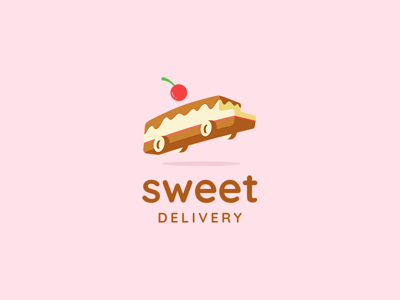 Sweet Delivery desert car ancitis design logo bakery cherry bus delivery cake sweet