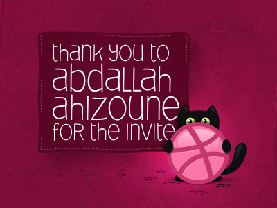 Thank You For The Invite abdallah ahizoune cat cute dribbble thank you