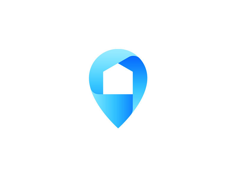 House Pin space negative gradient ancitis design logo find rent home house location pin