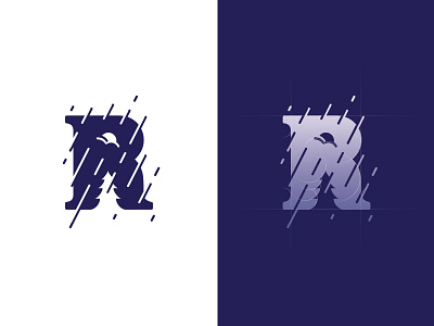 Rain ancitis design letter logo negative space night r rain