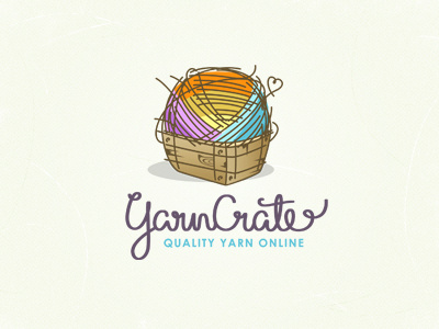Yarn Crate ancitis colorful crate design logo yarn