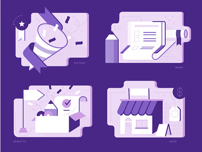 Purple Game 3 business app gamefication illustration ilustracja