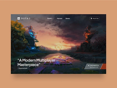 DotaA 2 Website Redesign design dota figma graphic design interface landing page portfolio ui uiux