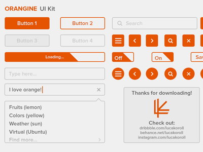 ORANGINE UI Kit (Free Download!) orangine psd ui uikit